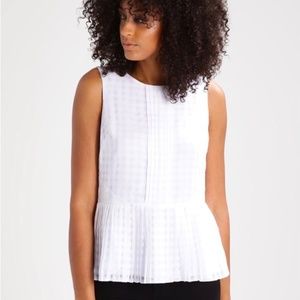Banana Republic Jill Peplum Pleated Blouse White